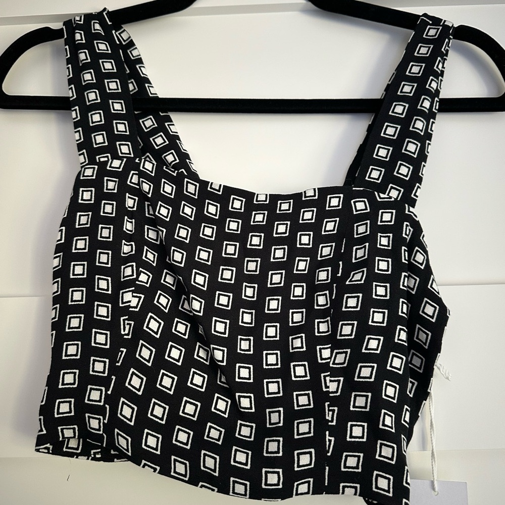Reformation Black and White Square Pattern Tank Top